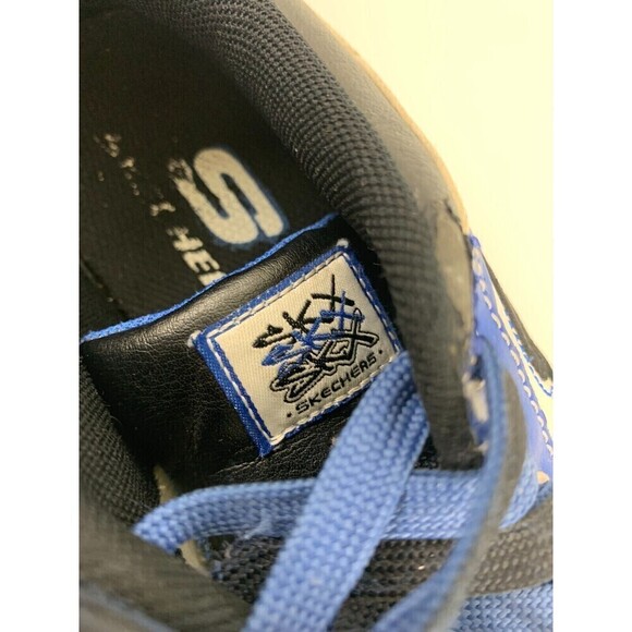 Skechers SKX Leather Sneakers Blue Black White 91787L Lace Up Youth Boys Size 3 - Picture 7 of 11